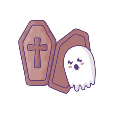 beyaz arka plan üzerinde hıristiyan haç ile ahşap tabut