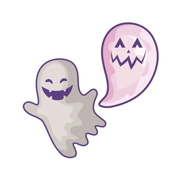 Divertente halloween fantasma su sfondo bianco — Vettoriale Stock