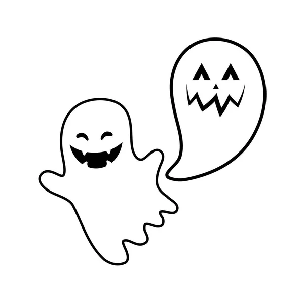 Drôle fantôme halloween sur fond blanc — Image vectorielle