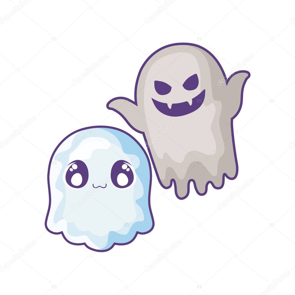 funny halloween ghost on white background