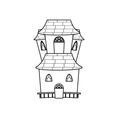 beyaz arka planda cadılar bayramı korku evi