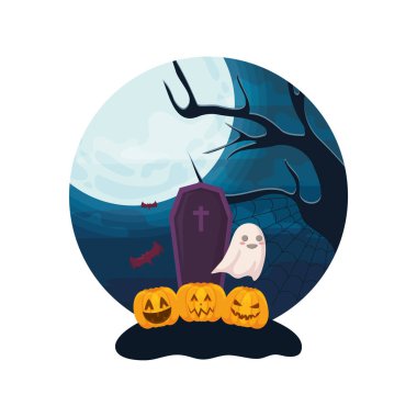 cadılar bayramı sahnesinde hıristiyan haç ile ahşap tabut