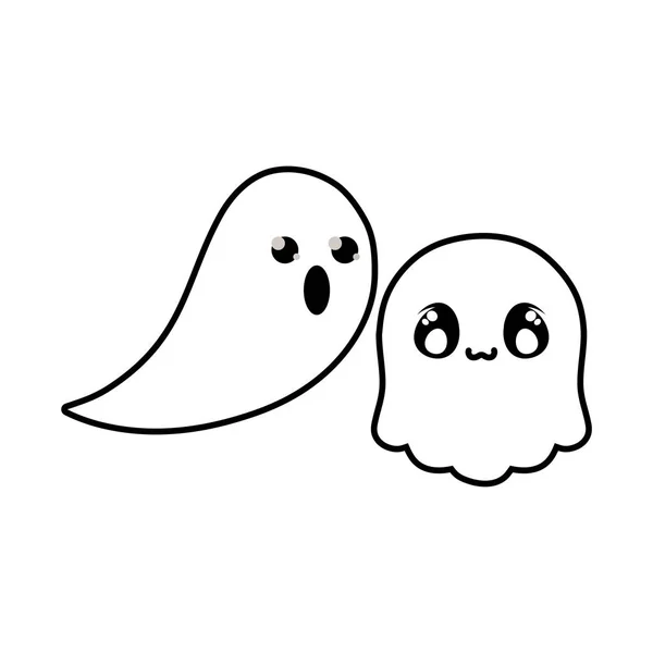 Divertente halloween fantasma su sfondo bianco — Vettoriale Stock