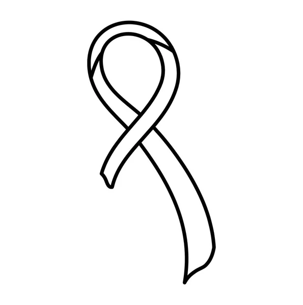 白色背景上乳腺癌丝带的剪影 — 图库矢量图片
