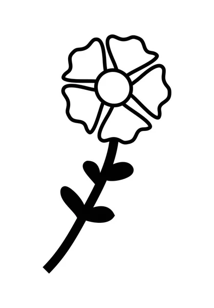 A virágok sziluettje levelű fehér háttérrel — Stock Vector