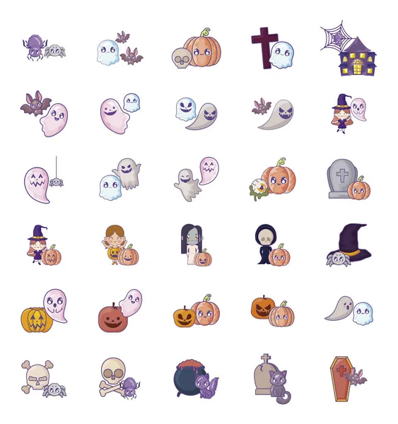 Bundel Halloween met set icons — Stockvector