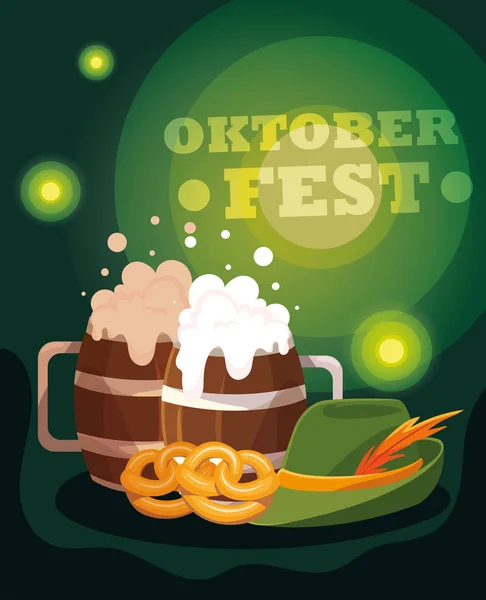 Ölfestivalen Oktoberfest med mugg och skum — Stock vektor