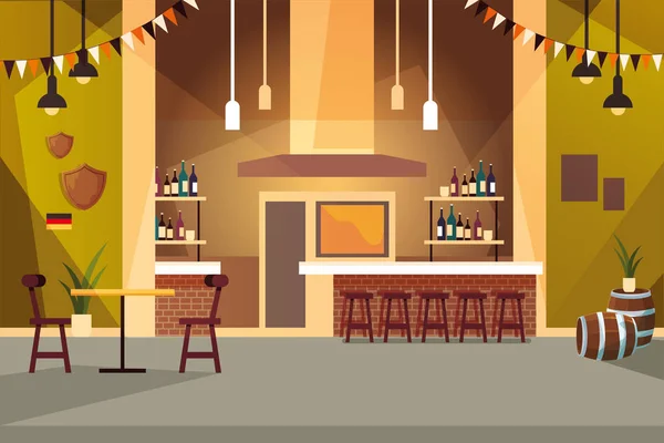 Trinkhalle und Regale mit Alkoholflaschen — Stockvektor