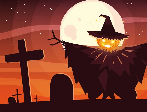 Halloween scarecrown icono de diseño de vectores — Vector de stock