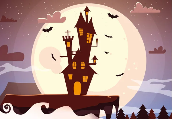 Halloween castillo icono de diseño de vectores — Vector de stock