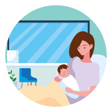 Bebek vektör tasarımlı anne