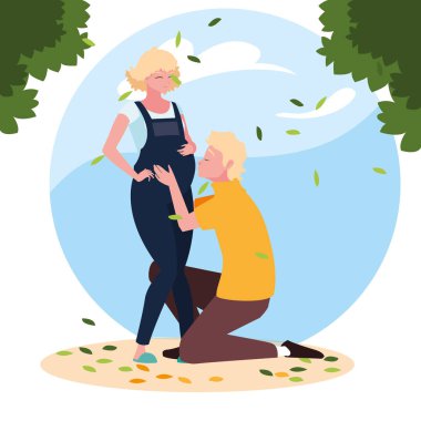 İzole hamile kadın ve erkek vektör tasarımı