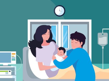 Bebek vektör tasarımı ile anne ve baba