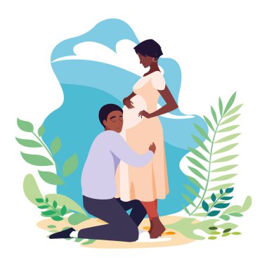 İzole hamile kadın ve erkek vektör tasarımı