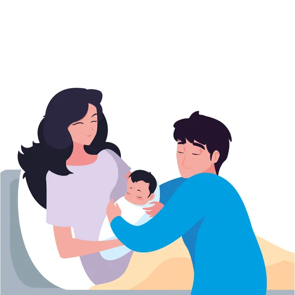 Moeder en vader met baby vector ontwerp — Stockvector