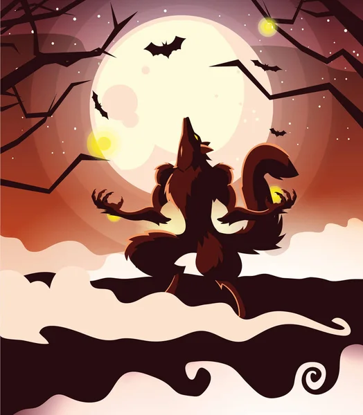 Icône de design vectoriel loup-garou Halloween — Image vectorielle