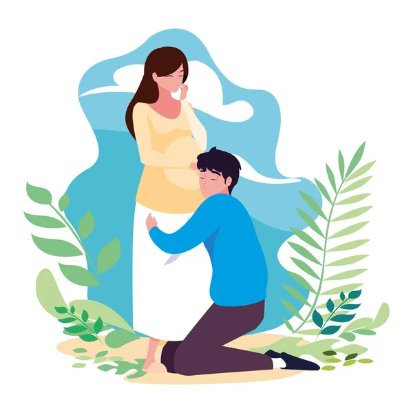 Conception isolée de vecteur femme enceinte et homme — Image vectorielle
