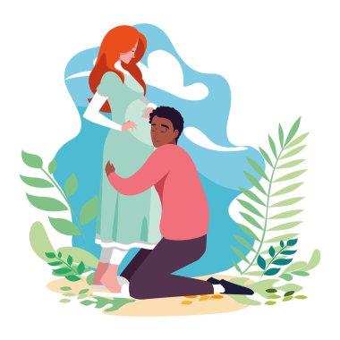 İzole hamile kadın ve erkek vektör tasarımı