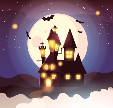 Cadılar Bayramı kale vektör tasarım simgesi