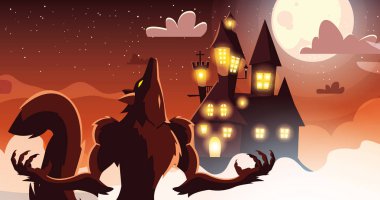 Cadılar Bayramı kurt adam vektör tasarım simgesi