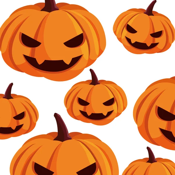 Halloween citrouilles dessins animés icône de conception vectorielle — Image vectorielle