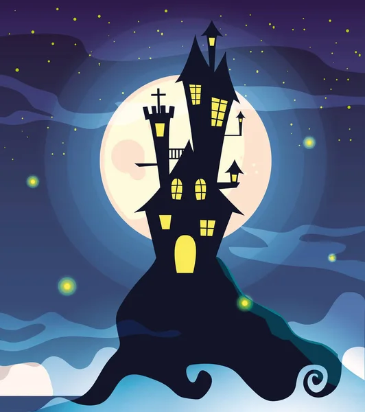 Halloween castillo icono de diseño de vectores — Vector de stock
