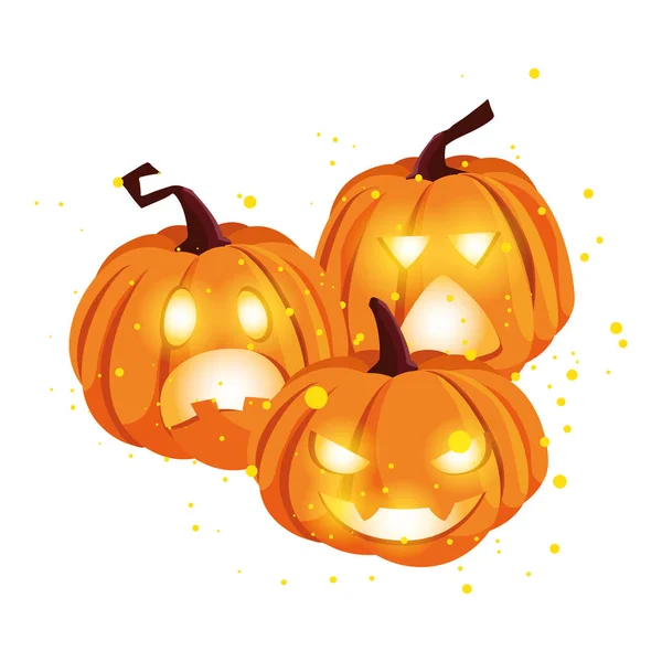 Halloween citrouilles dessins animés icône de conception vectorielle — Image vectorielle