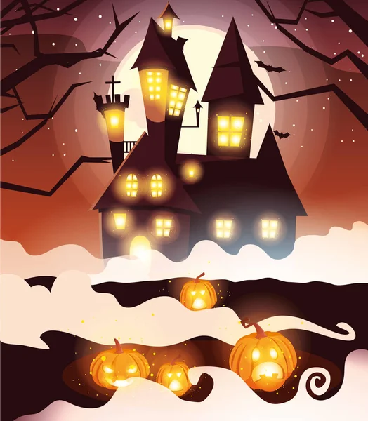 Halloween castle vector design icon — Stock Vector