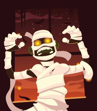 Cadılar Bayramı mumya vektör tasarımı simgesi