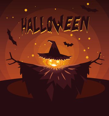 Cadılar Bayramı scarecrown vektör tasarım simgesi