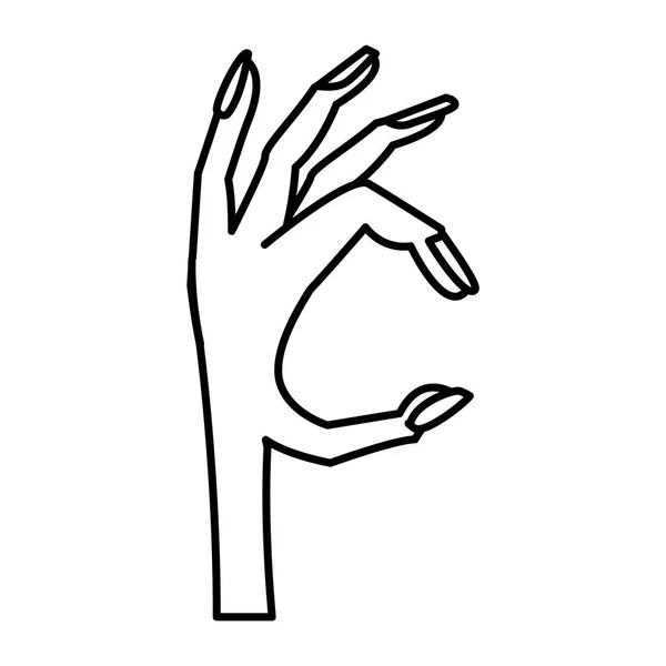 Хеллоуїн зомбі рука Векторний дизайн значок — стоковий вектор