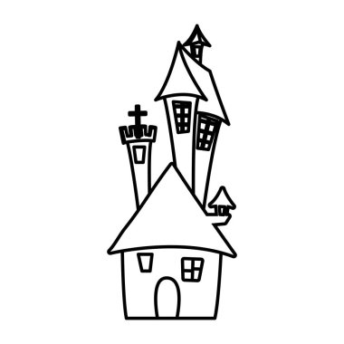 İzole cadılar bayramı kalesi vektör tasarım simgesi