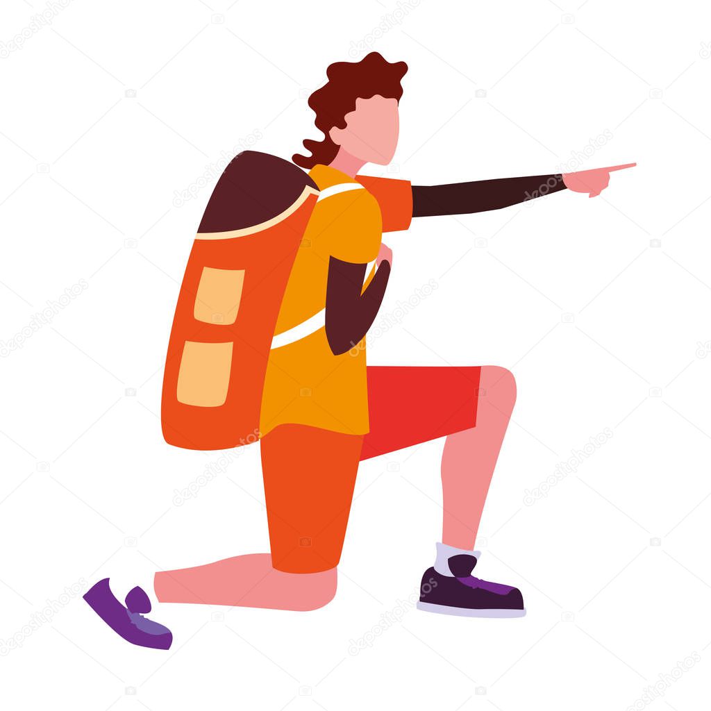 Isolated trekking man vector design