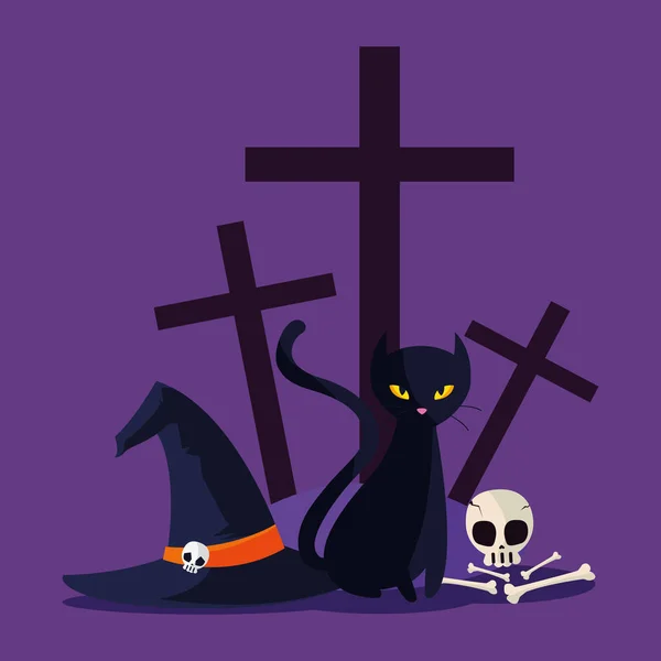 Halloween kot wektor kreskówki projekt — Wektor stockowy