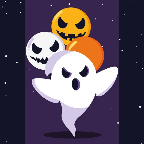 Halloween fantasma dibujos animados vector de diseño — Archivo Imágenes Vectoriales