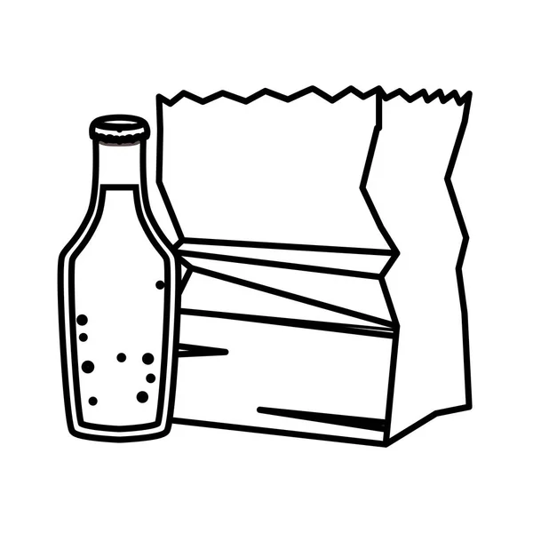 Odizolowane papierowe torby kuchenne i projekt wektora soku — Wektor stockowy