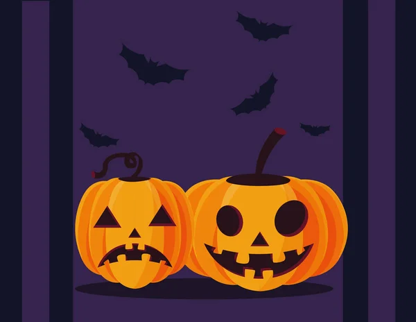 Calabazas de halloween dibujos animados diseño de vectores — Vector de stock