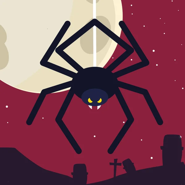 Cadılar Bayramı örümcek vektör tasarımı simgesi — Stok Vektör