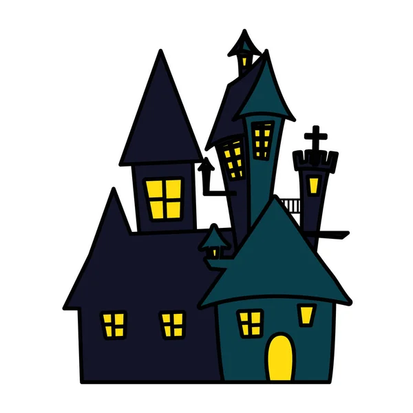 Ikon rancangan vektor kastil halloween yang terisolasi - Stok Vektor