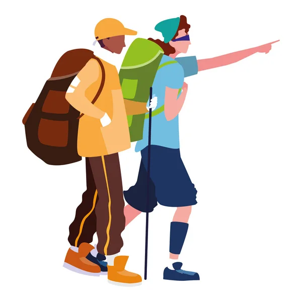 Diseño de vectores de trekking aislado para hombres — Vector de stock