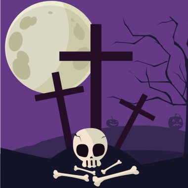 Cadılar Bayramı mezar vektör tasarım simgesi