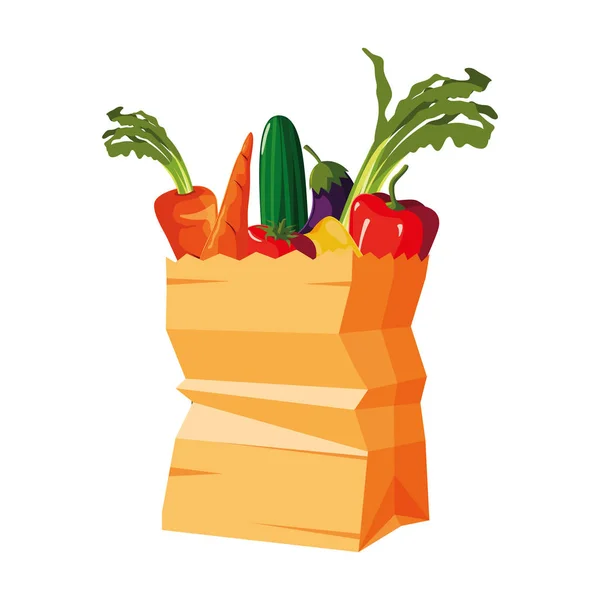 Conception vectorielle de sac en papier de légumes isolés — Image vectorielle
