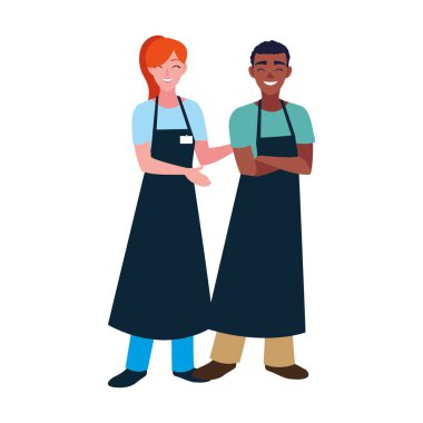 İzole satıcı erkek ve kadın vektör tasarımı