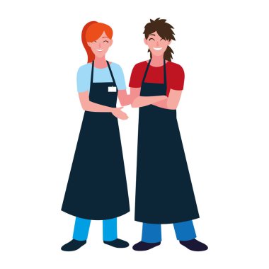 İzole satıcı erkek ve kadın vektör tasarımı