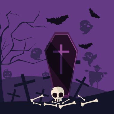 Cadılar Bayramı mezar vektör tasarım simgesi