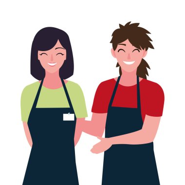 İzole satıcı erkek ve kadın vektör tasarımı