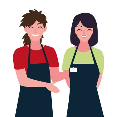 İzole satıcı erkek ve kadın vektör tasarımı