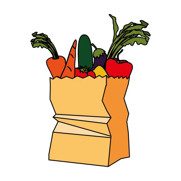 Diseño de vectores de bolsas de papel de verduras aisladas — Vector de stock