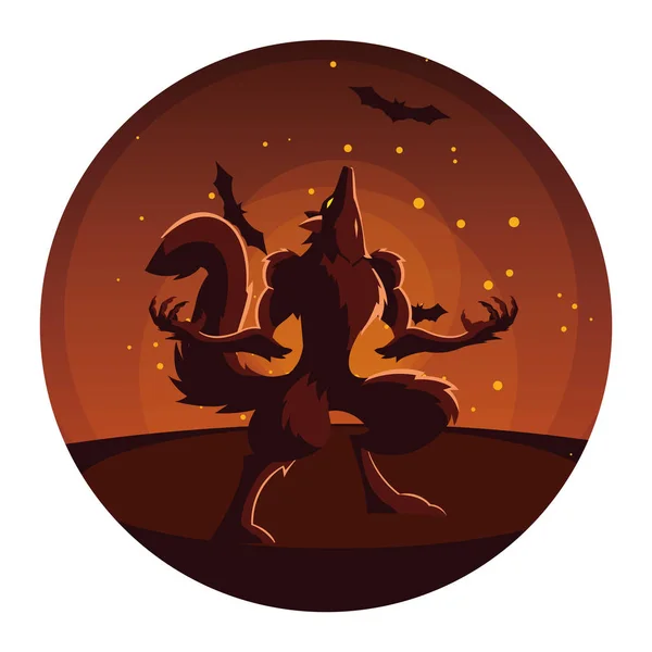 Ikon desain vektor Halloween werewolf - Stok Vektor