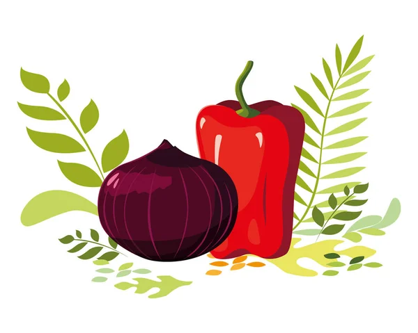 Ensemble de légumes isolés design vectoriel — Image vectorielle